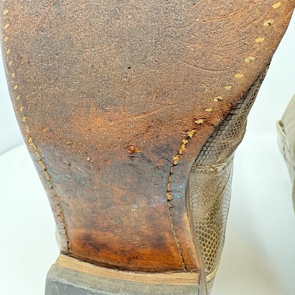 Justin Mens Size 8.5E Tan Exotic Lizard Cowboy Boots Style # 3137 Made in USA - Picture 15 of 16